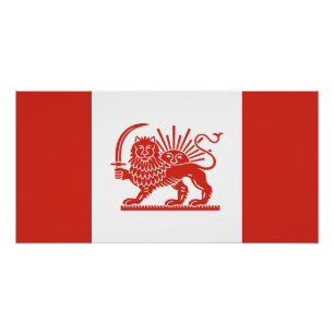Canadian Iranian Lion and Sun Heritage Flag Poster