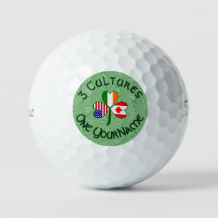 Canadian Irish American Flag Shamrock Personalized Golf Balls