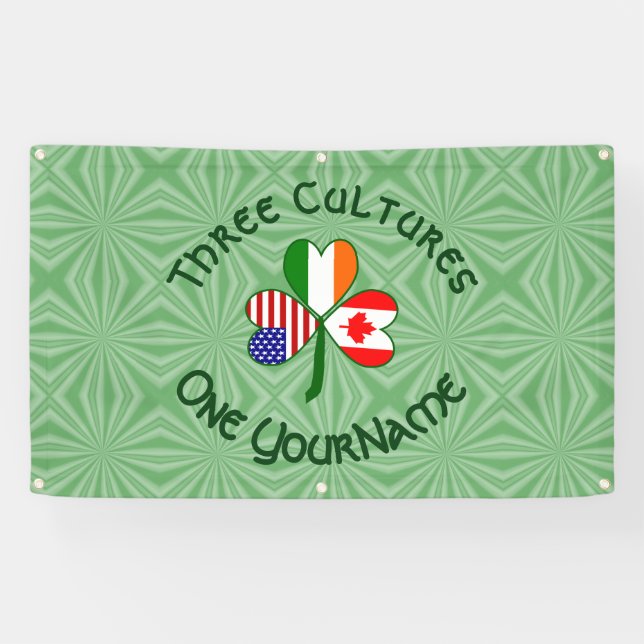 Canadian Irish American Shamrock Personalized  Banner (Horizontal)