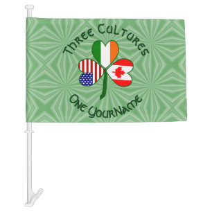 Canadian Irish American Shamrock Personalized Car Flag