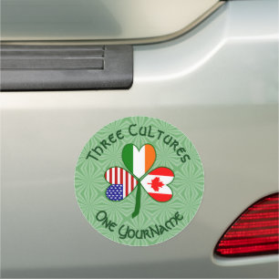 Canadian Irish American Shamrock Personalized Car Magnet