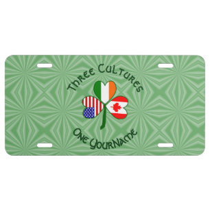 Canadian Irish American Shamrock Personalized License Plate