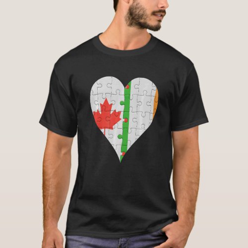 Canadian Irish Flag Heart T_Shirt