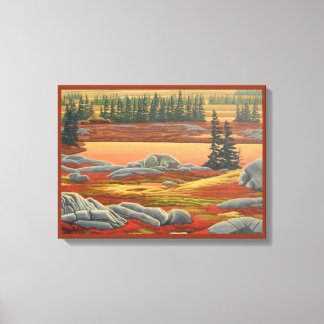 Canadian Landscape Painting Bear Canvas Print