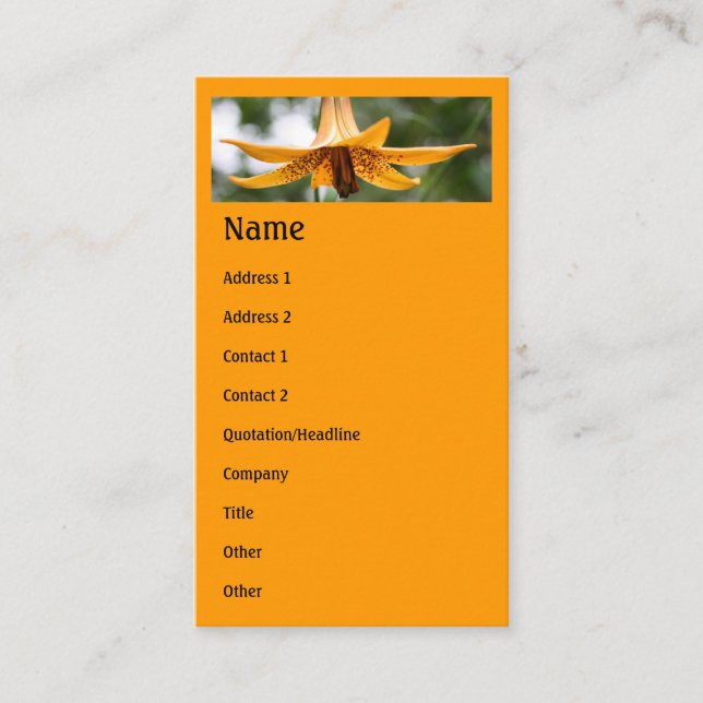 Canadian Lily Flower Business Card (Front)