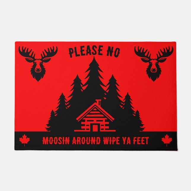 Canadian Log Cabin Funny Decorative Doormat (Front)