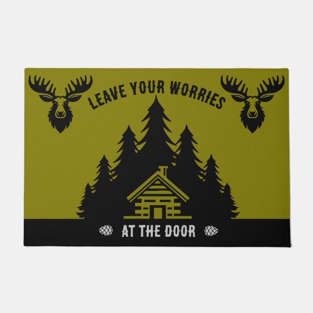 Canadian Log Cabin Funny Decorative Doormat (Front)