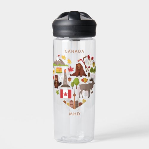 Canadian Love custom monogram Water Bottle