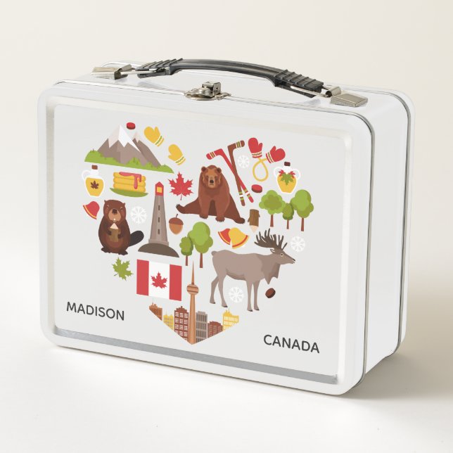 Canadian Love custom name lunch box (Front)