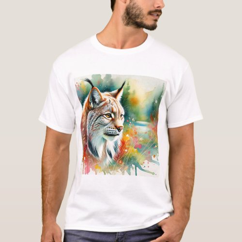 Canadian Lynx 150624AREF107 _ Watercolor T_Shirt