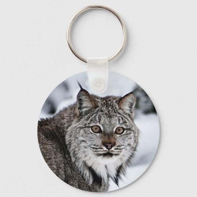 Canadian Lynx in the Snow Keychain (Front)