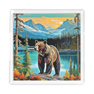 Canadian Majestic Mountain Bear Design Acrylic Tray