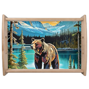 Canadian Majestic Mountain Bear Design Serving Tray