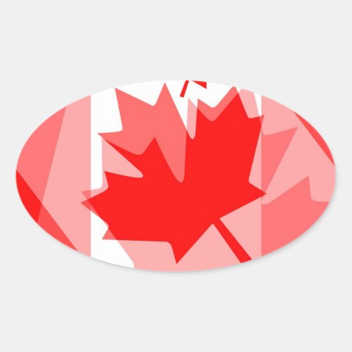 Canadian Maple Leaf all over Style CANADA Oval Sticker