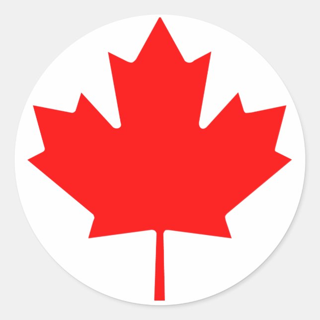 Canadian Maple Leaf Classic Round Sticker (Front)