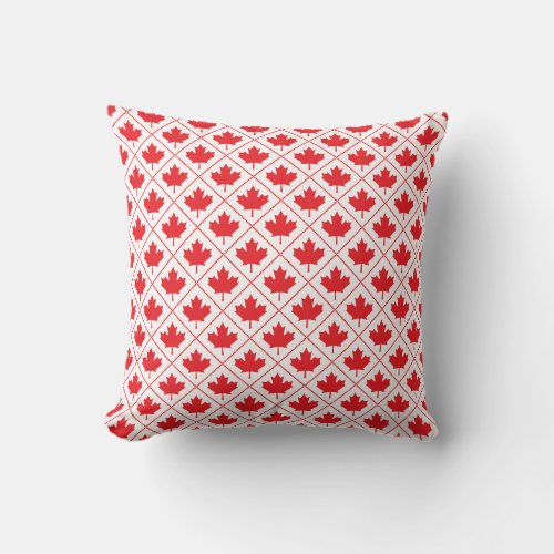 Canadian Maple Leaf Design in Red and White Throw Pillow