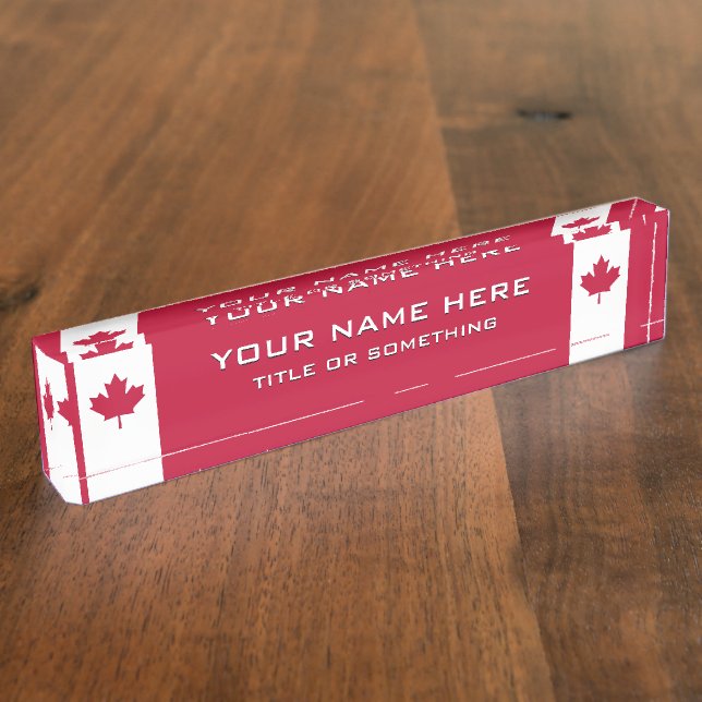 Canadian Maple Leaf Desk Name Plate (Side)