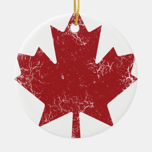 Canadian Maple Leaf Distressed Ceramic Ornament