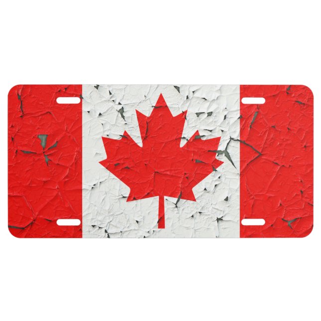 Canadian Maple Leaf Distressed Style CANADA License Plate (Front)