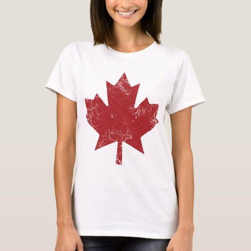 Canadian Maple Leaf Distressed T_Shirt