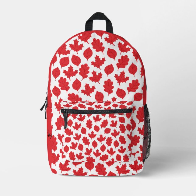 Canadian Maple Leaf. Editable Name Printed Backpack (Front)