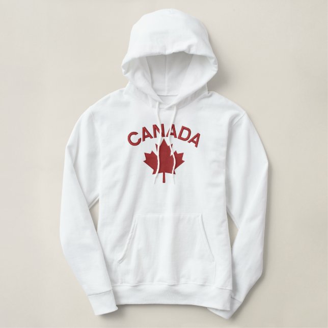 Canadian Maple Leaf Embroidery CANADA Embroidered Hoodie (Design Front)