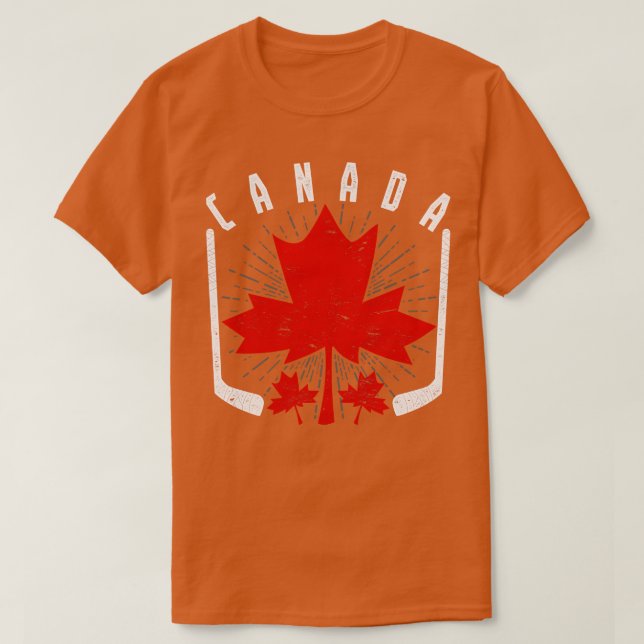 Canadian Maple Leaf Ice Hockey Canada T-Shirt (Design Front)