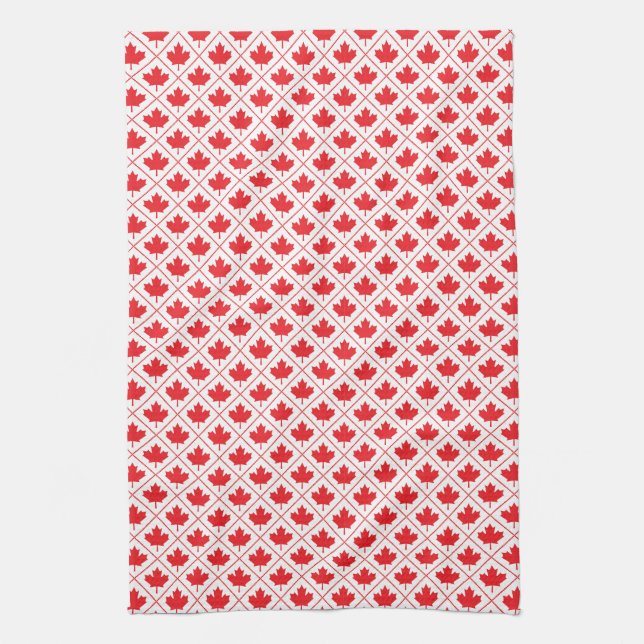 Canadian Maple Leaf in Red and White Kitchen Towel (Vertical)