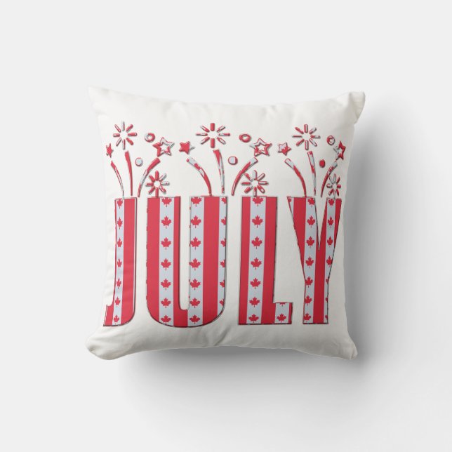 Canadian Maple Leaf July Happy Canada Day Outdoor Pillow (Front)