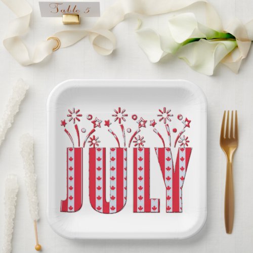Canadian Maple Leaf July Happy Canada Day Paper Plates