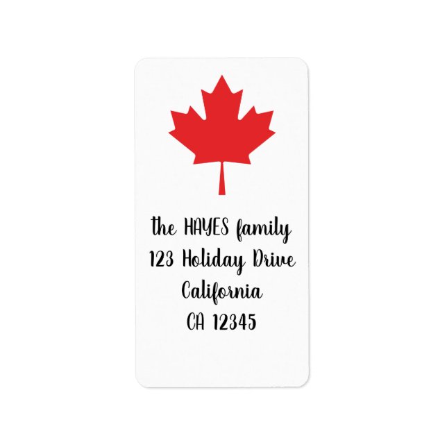 Canadian Maple Leaf Label | Red Maple Design  (Front)