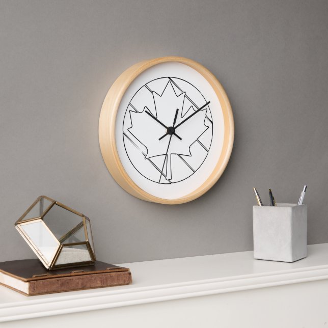 Canadian Maple Leaf line drawing illustration Clock (Office)