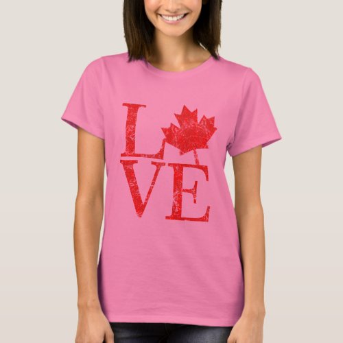 Canadian Maple Leaf LOVE Grunge Style CANADA T_Shirt