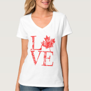 Canadian Maple Leaf LOVE Grunge Style CANADA T-Shirt