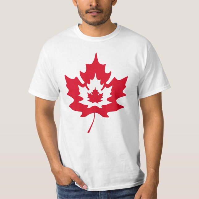 Canadian Maple Leaf - Modern Red & White T-Shirt (Front)