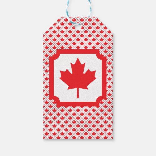 Canadian Maple Leaf Red and White Design Gift Tags