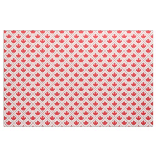 Canadian Maple Leaf Red and White Diamond Pattern Fabric