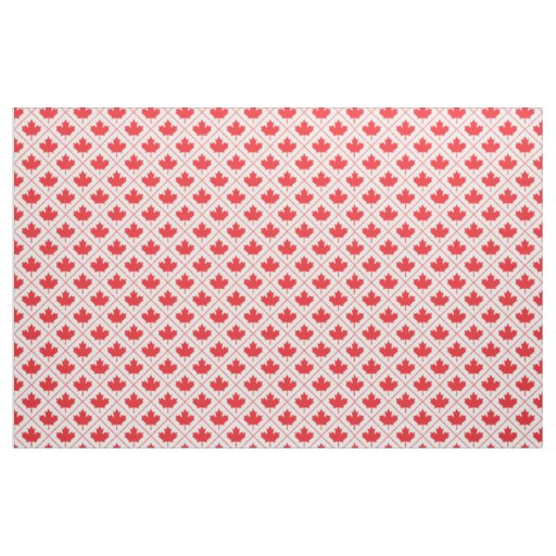 Canadian Maple Leaf Red and White Diamond Pattern Fabric