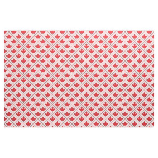 Canadian Maple Leaf Red and White Diamond Pattern Fabric