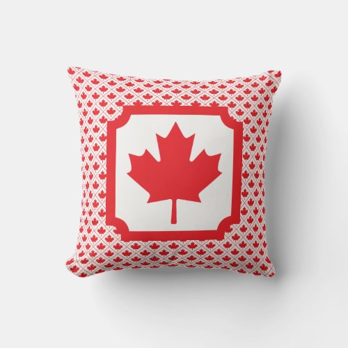 Canadian Maple Leaf Red and White Throw Pillow