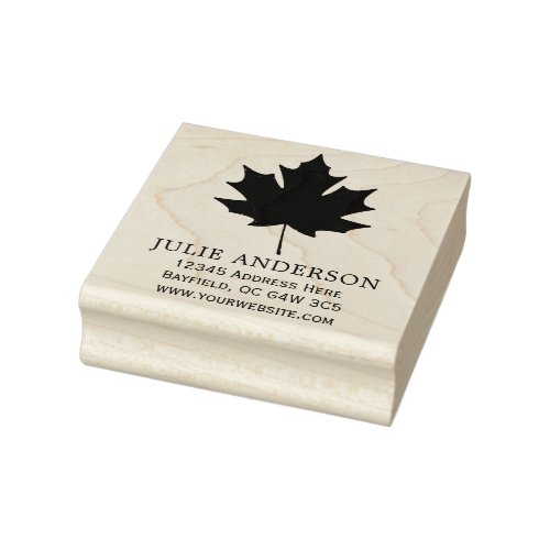 Canadian maple leaf return address wood  rubber stamp