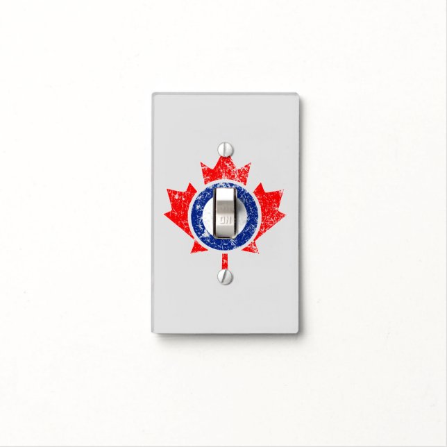 Canadian Maple Leaf Roundel Grunge Mod CANADA Light Switch Cover (In Situ)