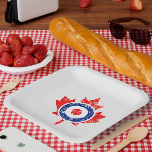 Canadian Maple Leaf Roundel Grunge Mod CANADA Paper Plates