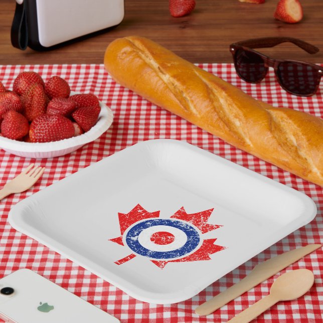 Canadian Maple Leaf Roundel Grunge Mod CANADA Paper Plates (Picnic)