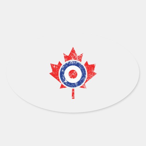Canadian Maple Leaf Roundel Grunge Mod style Oval Sticker