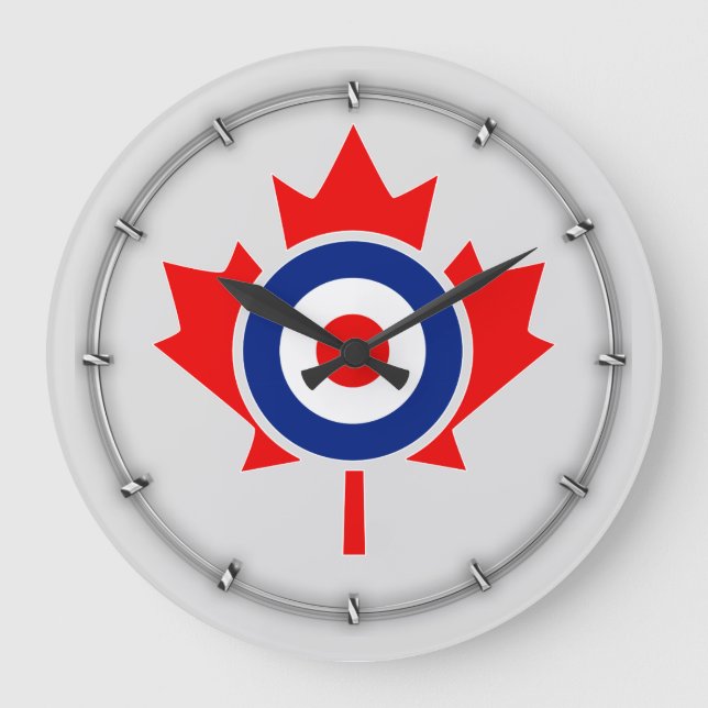 Canadian Maple Leaf Roundel Mod Badge Large Clock (Front)