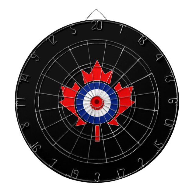 Canadian Maple Leaf Roundel Mod on black Dart Board (Front)