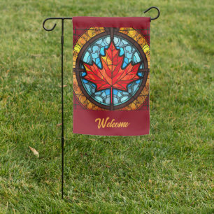 Canadian Maple Leaf Stained Glass Custom Garden Flag