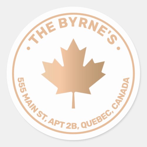 Canadian Maple Leaf Street Address Classic Round Sticker