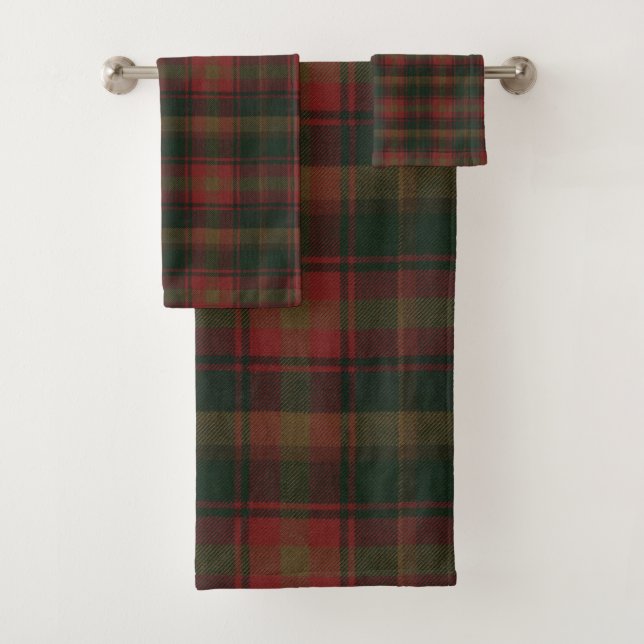 Canadian Maple Leaf Tartan Bath Towel Set (Insitu)